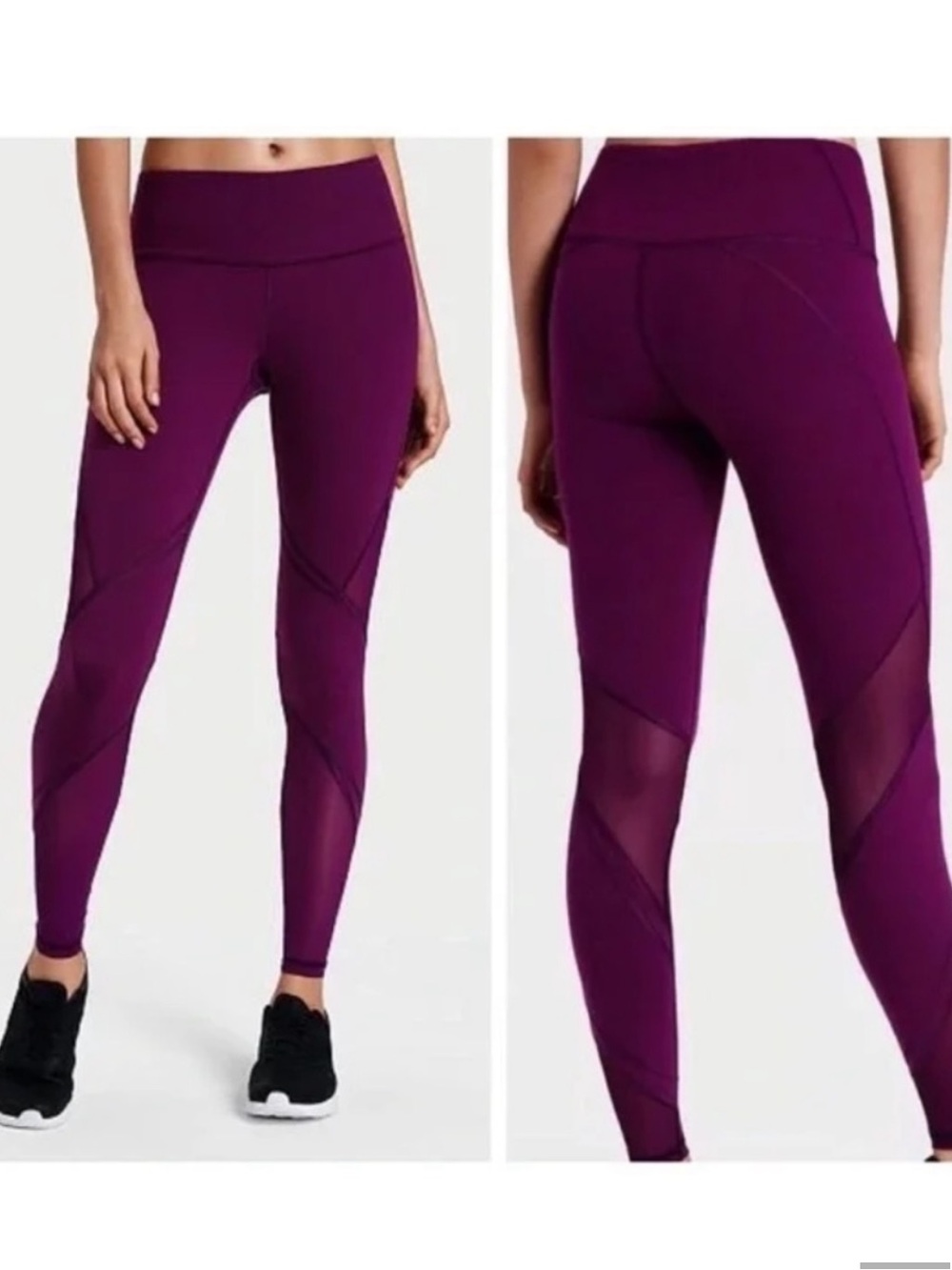 Victorias Secret Sport Deep Purple Mesh-Panel Leggings